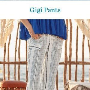 Sundance XSmall Multicolor Striped Cotton Gigi Pants With Pockets NEW